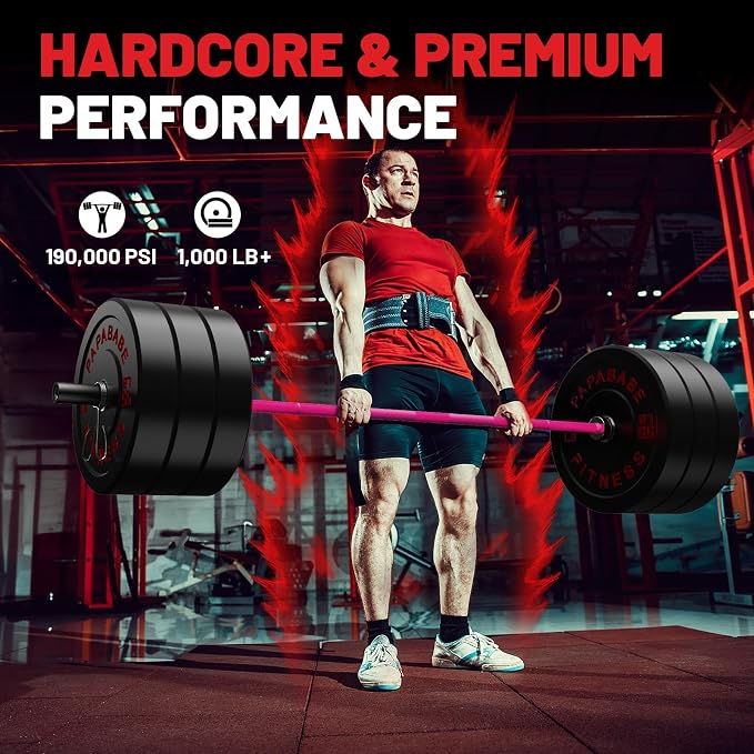 PAPABABE 7ft Barbell 45lb Olympic Barbell 1000/1500lbs Capacity Home Gym | 7ft 45lb 2" Olympic Barbell, 1000/1500lbs Capacity, Hybrid Needle Bearings & Bushings for Squat Curl Deadlift