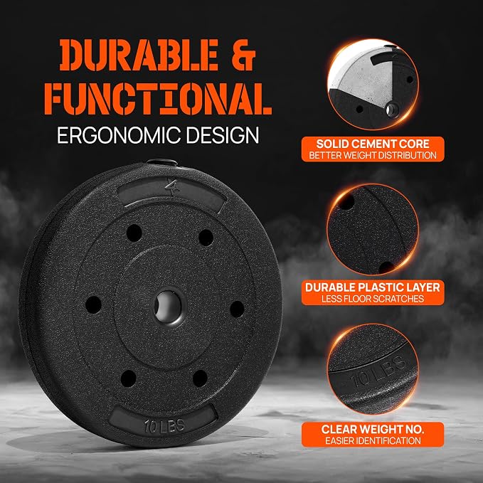 Yes4All Standard Straight Barbell 60" & EZ Curl Bar 47", Capacity 200 to 480 LB, Weight Bar 1" to 2" Diameter - Star Lock Collars, Rubber Ring, Barbell Spins Included for Deadlifts & Squats