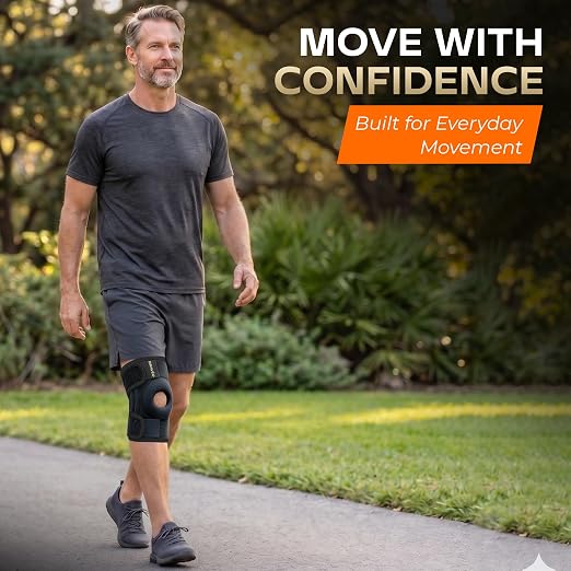 Knee Brace for Women & Men - Adjustable Patella Support & Side Stabilizers | Patella Gel Pad, Compression Support, Meniscus Support, ACL & MCL Support, Knee Pain Relief, Please Check Size Chart (M)