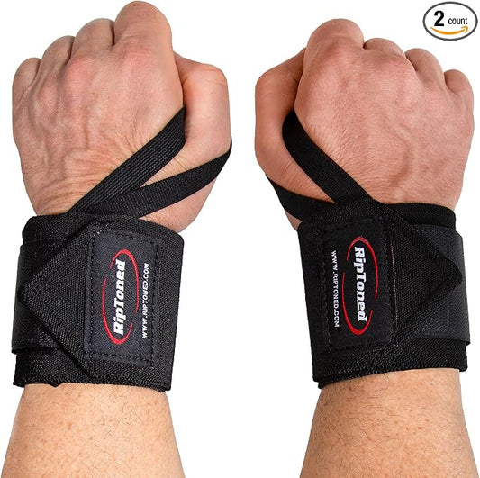 Rip Toned Wrist Wraps for Weightlifting – USPA & USAPL Approved – Stiff or Flex – 18" Gym Wrist Straps with Thumb Loop – Maximum Support for Men & Women