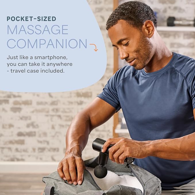 LifePro Percussion Back Massager – Handheld Massage Gun Deep Tissue for Athletes – Back Massage Gun Muscle Recovery Tool for Men, Women – Quiet, Portable with Multiple Attachment Heads & Travel Case