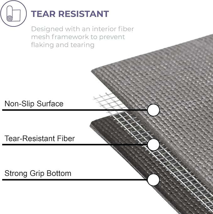 Voyage 5mm Studio Yoga Mats, 6 Pack, 72x24in | Extra Long, Anti-Tear Exercise Mats for Workout, Stretching, Fitness - Non Slip Gym Mats for Home, Schools and Studios