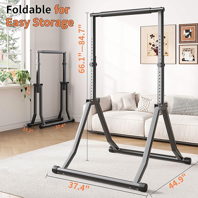 Foldable Pull Up Bar Station 66.1''-84.6'' Power Tower