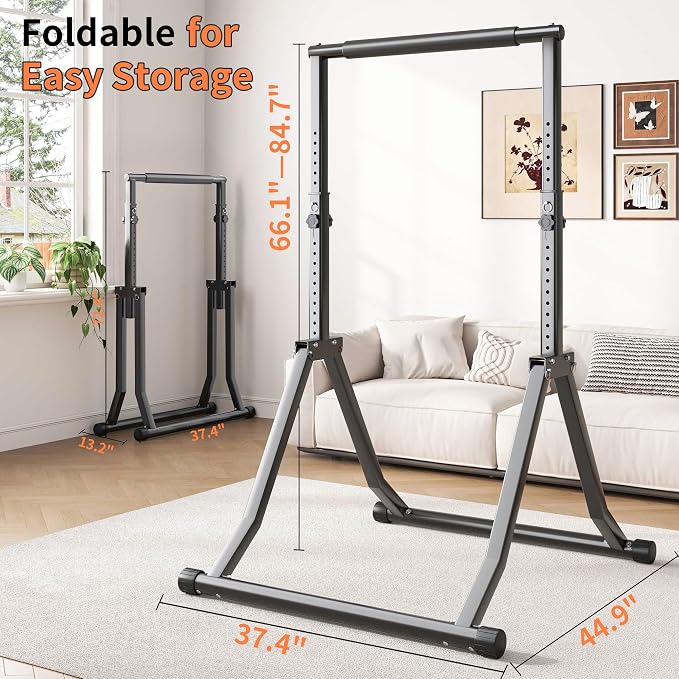 Foldable Pull Up Bar Station 66.1''-84.6'' Power Tower