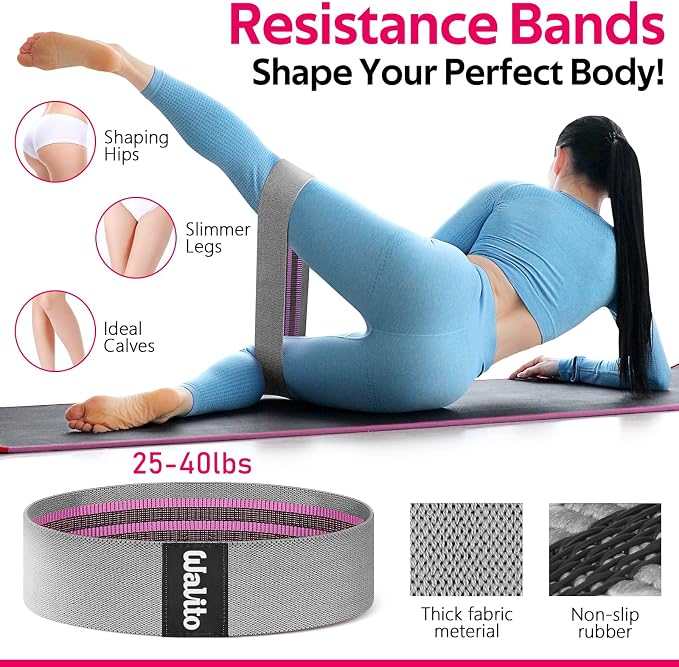 WALITO 8Pcs Barbell Pad Set for Hip Thrust - Squat Pad,Gym Accessories for Women with Bar Bad,Bench Press, with Gym Ankle Straps,Resistance Bands for Working Out,Lifting Strap,Carry Bag