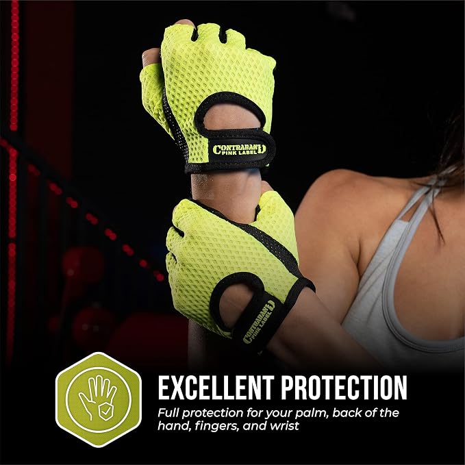 Contraband Pink Label 5307 Womens Designer Workout Gloves | Low Sweat Diamond Mesh Fabric w/Grip-Lock™ Silicone Palm
