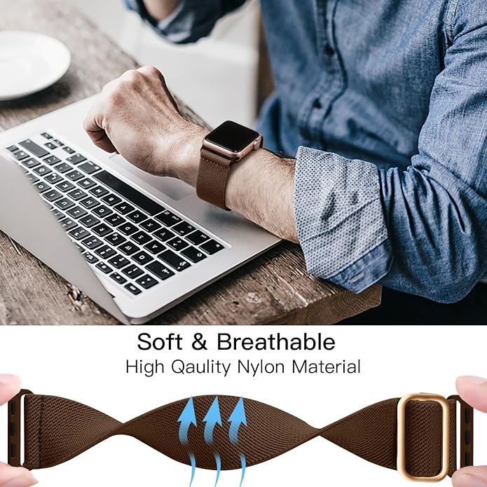 Lerobo Braided Band Compatible with Apple Watch Series 11 10 9 8 7 46mm 45mm 41mm Ultra SE 3 2 1 49mm Series 6 5 4 3 44mm 40mm 38mm 42mm Men iWatch Bands Women Stretchy Nylon Solo Loop Sport Strap
