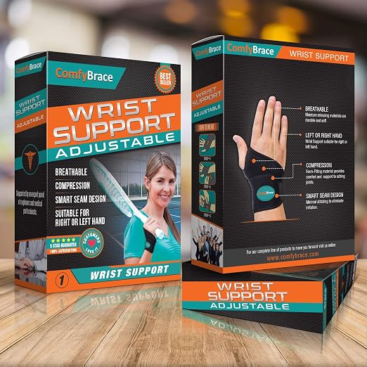 ComfyBrace Premium Lined Wrist Wrap/Carpal Tunnel Wrist Brace/Arthritis Hand Support - Fits Both Hands - Adjustable - Fitted (Day Brace, One Size)