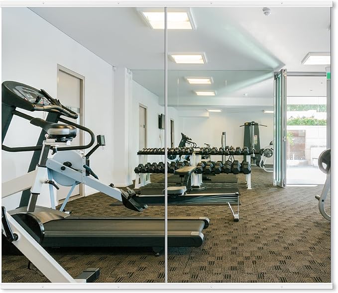 Delma Home Gym Mirror, 48''x28''x2PCS White Wall Mounted Large Frameless Tempered Glass Wall Mirror for Home Gym, Garage, Bedroom, Bathroom