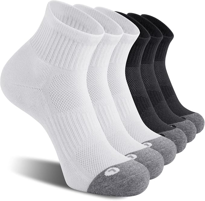FITRELL 6 Pack Men's Athletic Ankle Socks Cushioned Sports Running Socks 7-9/9-12/12-15