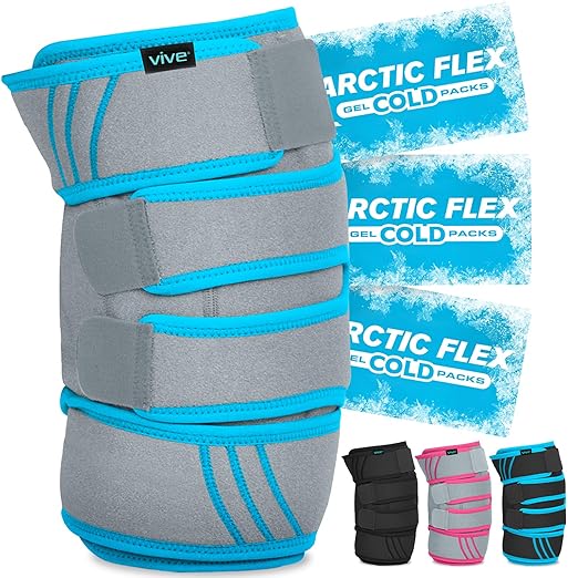 Vive Knee Ice Pack Wrap - Cold/Hot Gel Compression Brace - Heat Support | Strap for Arthritis Pain, Tendonitis, ACL, Athletic Injury, Osteoarthritis, Women, Men, Running, Meniscus and Patella Surgery