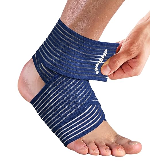 Foot & Ankle Brace 2 Pack, Adjustable Compression Wrap for Men & Women – Helps with Sprains, Plantar Fasciitis, Achilles Tendonitis, Arthritis, Running, Sports, Gym – Fits in Shoes (Navy Blue)