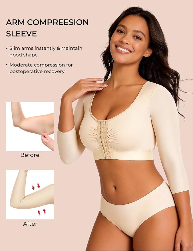 Arm Compression Sleeves for Women Post Surgery Front Closure Bra Slimming Arm Lipo Shapewear Top