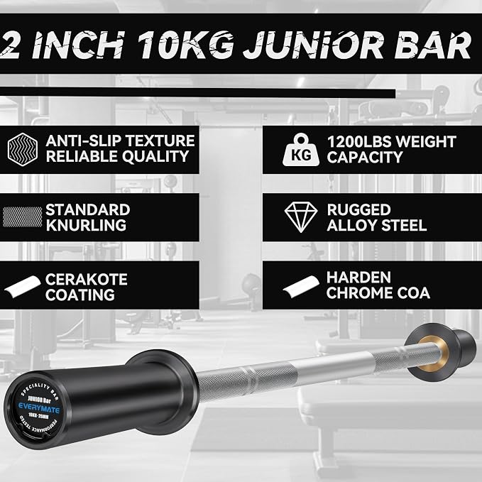 EVERYMATE 5LB Mini Barbell Bar Beginner Women Kid Barbell Total Body Workout Weighted Bar,for Strength Training, for Youth Children New Weightlifting