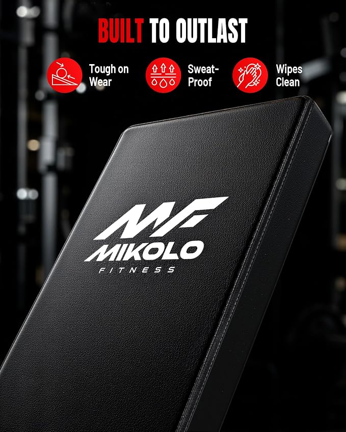 Mikolo Weight Bench - 1300 Weight Capacity and 40 Adjustable Positions for Full Body Workouts, Incline, Decline and Flat Setting for Garage and Home Gym