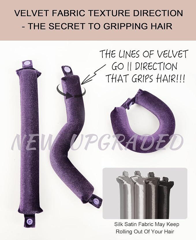 Classic Heatless Curls Overnight Rods No Heat Hair Curlers to Sleep Jumbo Foam Large Hair Rollers for Medium Long Hair Blowout Look, Heatless Flexible Curling Rod Set with Satin Wrap for Sleeping