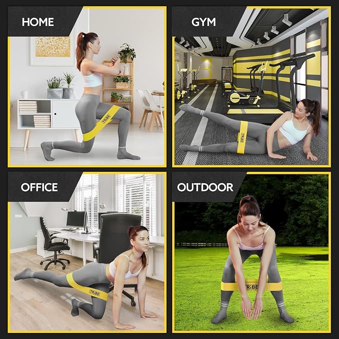 Fabric Resistance Bands for Working Out, 5-Band Set for Legs and Glutes | Booty bands for women and men, 5 resistance levels, for glute activation, hip training, squats, lunges and physical therapy