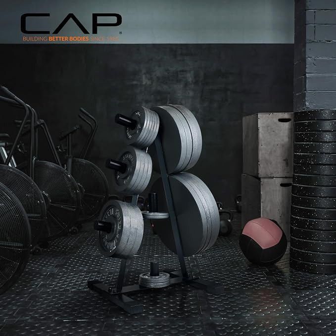 CAP 2-Inch Olympic Plate Tree Rack for Home Gym, Heavy-Duty A-Frame Weight Plate Storage Rack, Space-Saving Plate Organizer Stand, 5-Post & 7-Post, 300lb & 500lb Weight Capacity