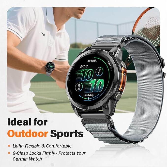 Alpine Loop Nylon Watch Band Compatible with Garmin Fenix 5/6/7/8 47mm, Quickfit 22mm Rugged Watch Bands for Garmin Epix Gen 2/Fenix 8 Pro 47mm/7 Pro/6 Pro/5 Plus/Forerunner 935/S62