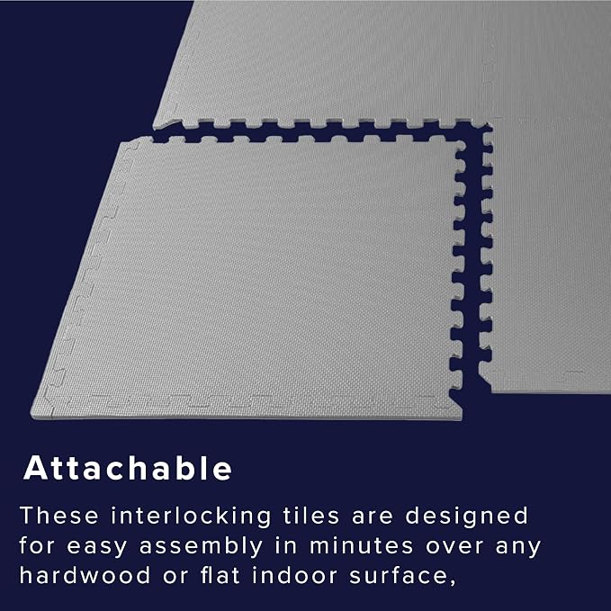 We Sell Mats 1/2 Inch Thickness Multipurpose EVA Foam Floor Tiles, Interlocking Floor Mat for Indoor Gym and Home Use, 24 in x 24 in, Light Gray