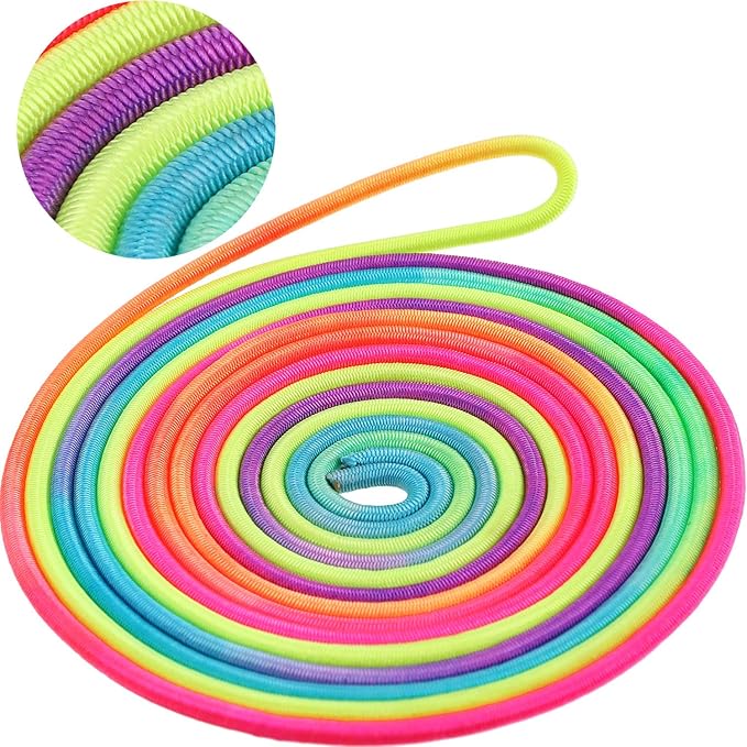 Gejoy 5 Pieces Chinese Jump Ropes for Kids Elastic Stretch Game | Colorful Stretch Rope Elastic Rubber Twist Fitness Game for Outdoor Indoor Play Exercise Toys Recess Party Game