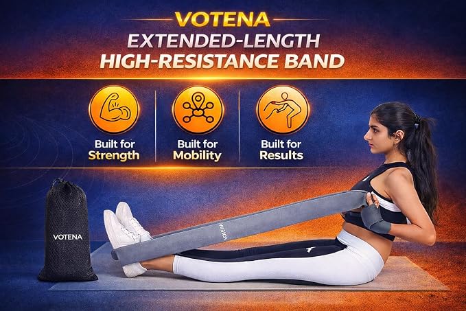 76 Inch Extended Length Resistance Bands - Heavy Duty Elastic Fabric & Natural Rubber Long Workout Loop for Pull Up Assist, Vertical Jump Training, Mobility & Full Body Fitness