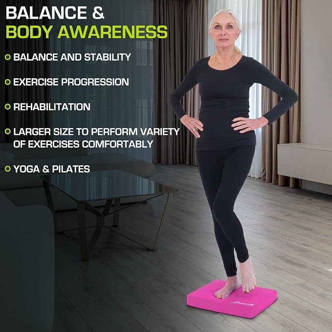 ProsourceFit Exercise Balance Pad, Non-Slip Cushioned Foam Mat & Knee Pad for Fitness and Stability Training, Yoga, Physical Therapy
