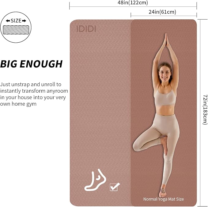 8mm & 10mm Thick Large Yoga Mat (6'x 4') - Extra Long and Wide Workout Mat for Men and Women, Non-Slip POE Fitness Mat, Eco-Friendly Exercise Mat for Home Workouts, Ideal for Yoga and Pilates