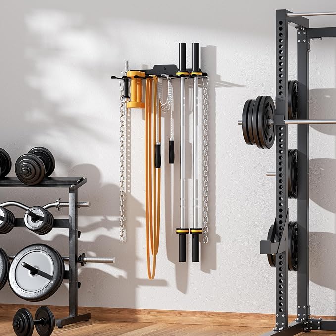 XZHXFX Barbell Wall Holder,Barbell wall Mount Hanger, | Garage Gym Bar Wall Rack,Vertical Olympic Hanger wall Mount Rack,Space Saving Gym Accessory,Holds Under 33mm Bar