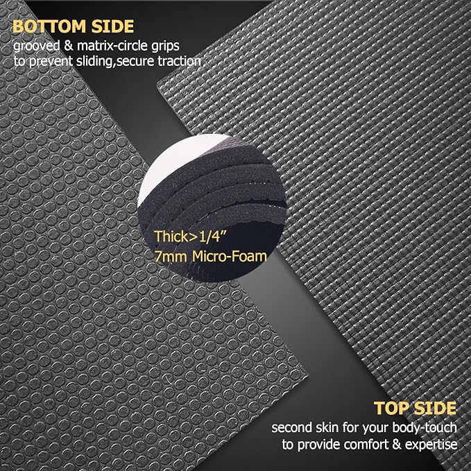 GXMMAT Large Yoga Mat 12'x6'/10'x6'/6'x8'(7mm), Extra Thick Workout Mats for Home Gym Flooring, Ultra Comfortable Non-Slip Quick Resilient Barefoot Wide Exercise Mat for Pilates, Stretching,Meditation