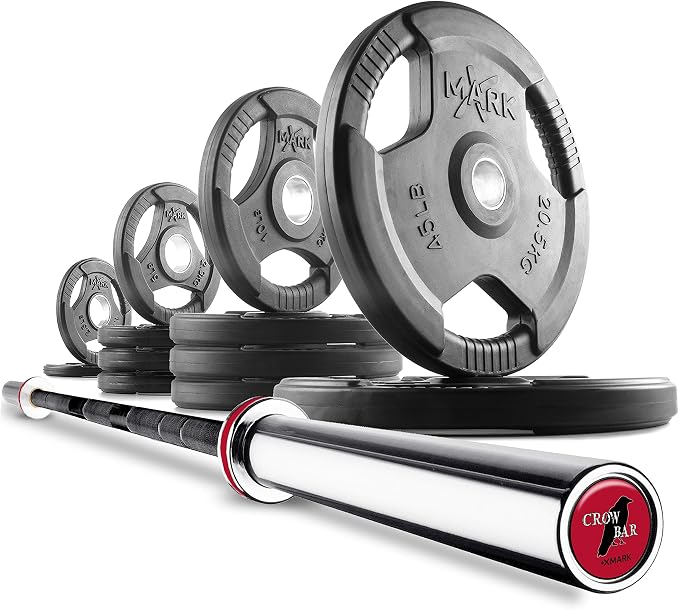 XMark TRI-GRIP Olympic Barbell Sets With The CROWBAR 7' Olympic Bar