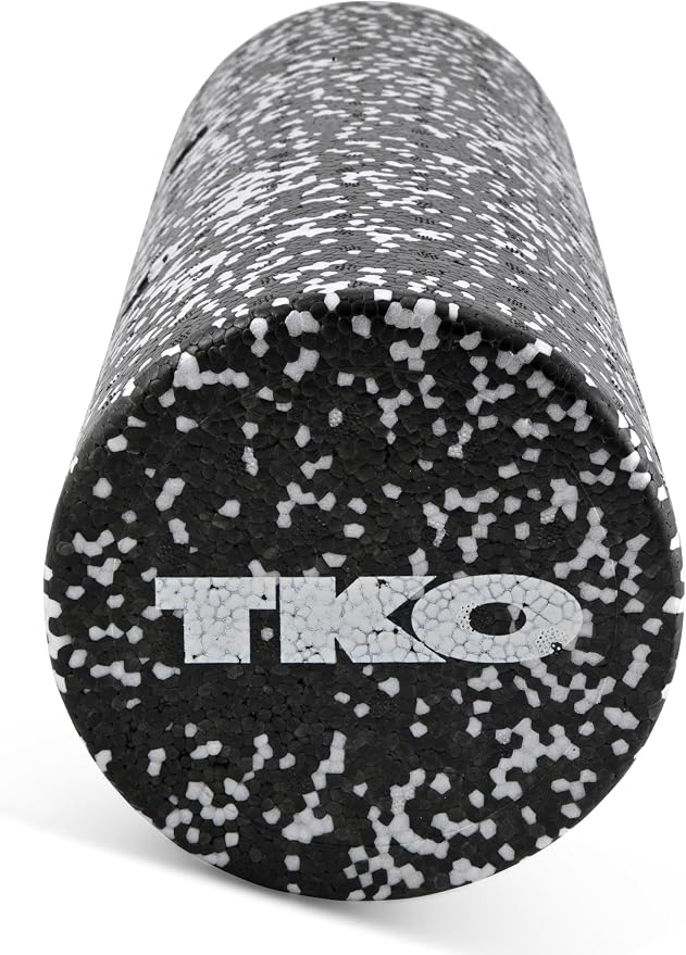 TKO 24 Inch High-Density Foam Roller | Deep Tissue Muscle Recovery & Exercise Tool | Durable Black Roller for Yoga, Pilates, Physical Therapy, and Relieving Muscle Soreness - White/Black | Recovery & Exercise Tool | Durable Black Roller for Yoga Pilate...