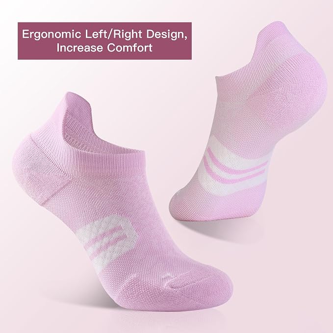 BUDERMMY Womens Ankle Compression Socks with Arch Support Athletic Low cut Running Socks for Women Workout Cushion 5 Pairs