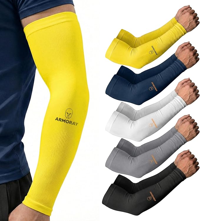 ARMORAY Arm Sleeves for Men and Women - UV Sun Protection Cooling Compression - Tattoo Cover Up Sleeve for Daily Wear & Work