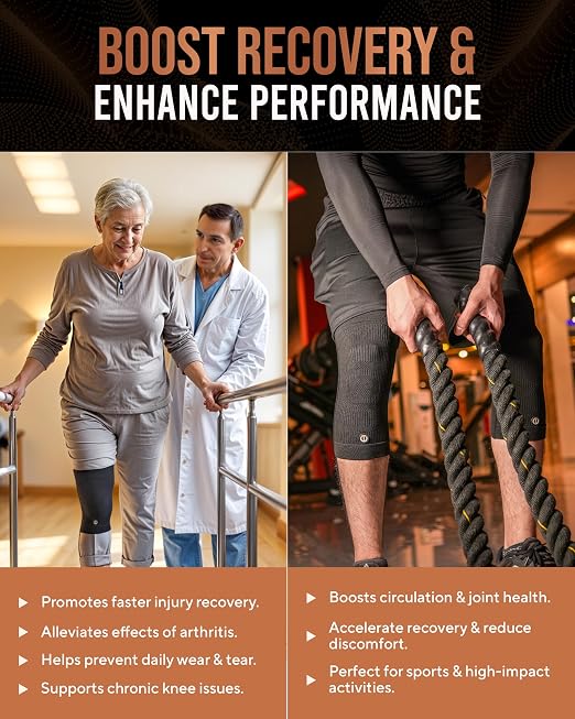 TheraCopper Copper Knee Brace for Men & Women (2 Pack) — Non-Slip Compression Copper Knee Sleeve for Arthritis, Knees Pain Relief, Swelling, Anti inflammatory and Recovery Support (Small)
