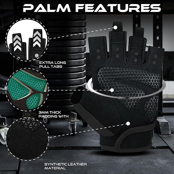 BEAST RAGE Workout Gloves for Men & Women - Fingerless Gym Gloves with Palm Protection, Breathable & Lightweight for Weightlifting, Cycling & Pull Up