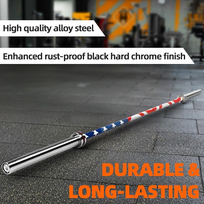 Fitvids Olympic Cerakote Barbell for Home & Commercial Gyms, 190K PSI Tensile Strength Rated for up to 1500LB Capacity