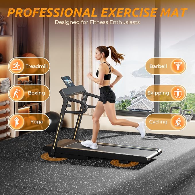 PRAISUN 0.6" Thicker Rubber Top Gym Flooring for Home Gym, 24 Pcs 96 Sq Ft Workout Mats, Exercise Mat, Interlocking Rubber Floor Mats with High Density EVA Foam for Garage, 24 x 24in, Black/Grey