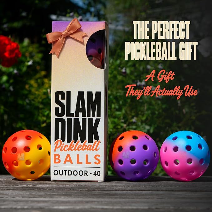 Outdoor Pickleball Balls, Slam Dink 40-Hole Gradient, 3 Colours Gift | Durable outdoor pickleballs built to withstand hard courts without cracking. A colorful gift players actually use.