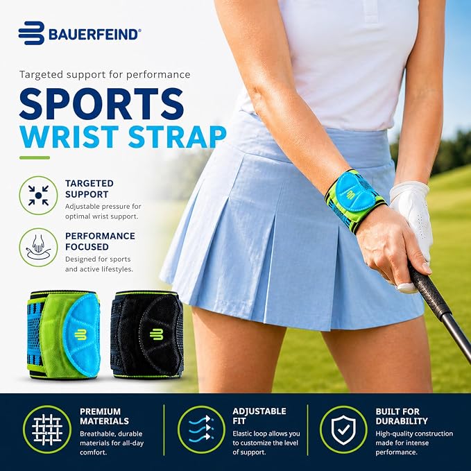 Bauerfeind Sports Wrist Strap - German Engineered Wrist Compression Support for Weightlifting, Crossfit, Tennis, Lifting - Adjustable Tightness Brace with 3D Airknit Fabric - 1 Per Box