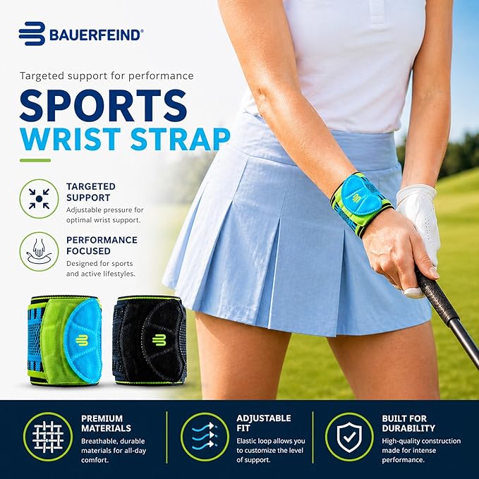 Bauerfeind Sports Wrist Strap - German Engineered Wrist Compression Support for Weightlifting, Crossfit, Tennis, Lifting - Adjustable Tightness Brace with 3D Airknit Fabric - 1 Per Box