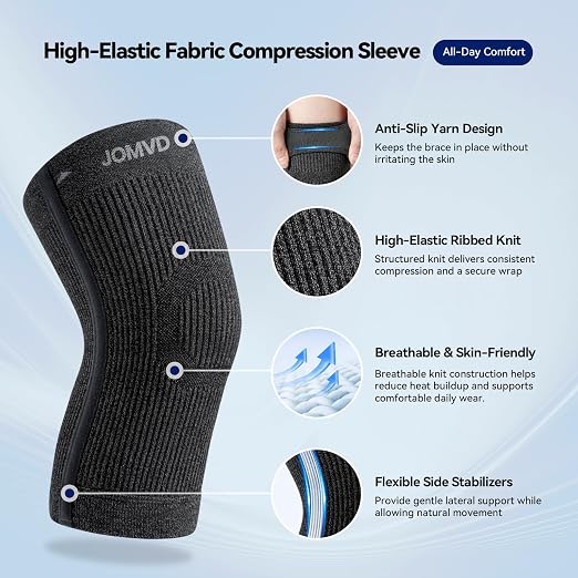 JOMVD Knee Compression Sleeve for Arthritis Pain – Knee Brace for Knee Pain Relief, Meniscus Tear, Inflammation, Circulation, Swelling & Injury Recovery – Anti-Slip Breathable Support for Women & Men,Small