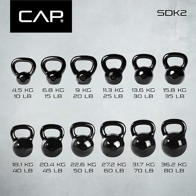 CAP Barbell Black Enamel Coated - Singles and Sets, Multiple Weight Choices