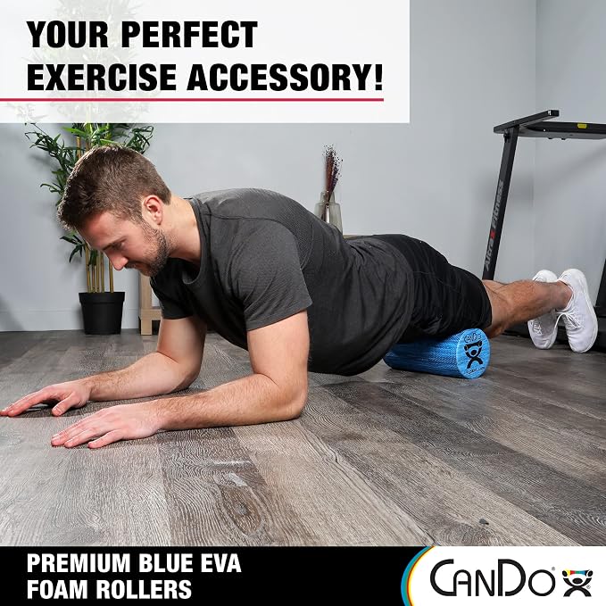 CanDo Blue Marble High Density EVA Foam Roller For Muscle Restoration, Massage Therapy, Sport Recovery, And Physical Therapy. 6" x 36", Round