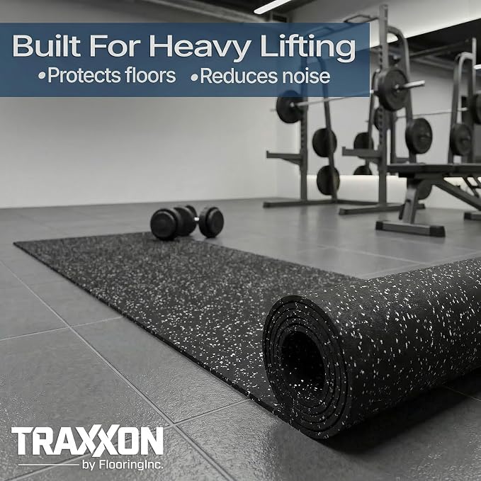 Flooring Inc's 1/4" Thick Tough Rubber Flooring Roll | Flexible Recycled Rubber Floor Mats for Home Gym | Heavy Duty Rubber Mat for Home Gyms, Sheds, Horse Stall Mat or Trailer
