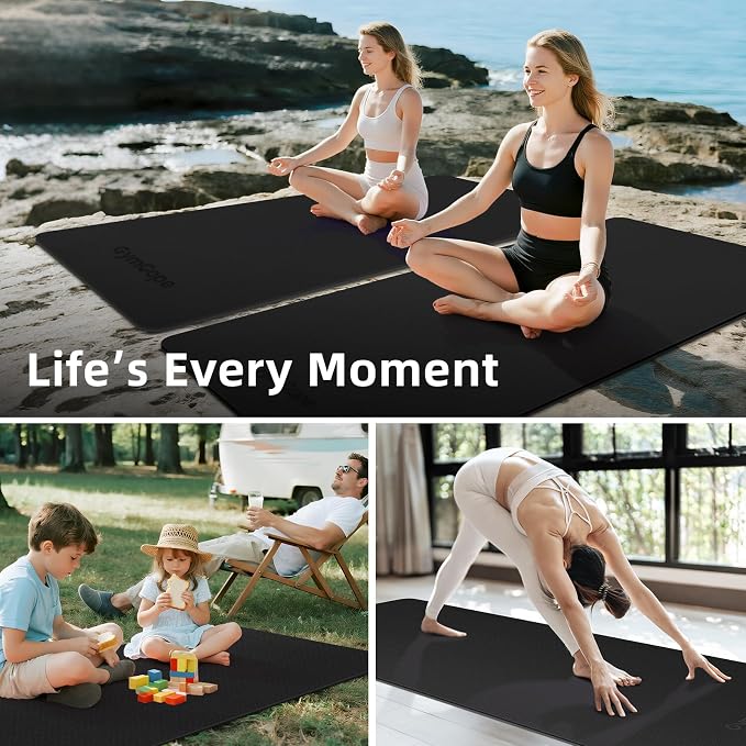 Extra Large Yoga Mat – 72"x48" or 78"x57", 1/4"–1/2" Thick Mat for Women & Men, TPE Non-Slip Pilates Mat for Home Gym, Yoga, Stretching, Meditation