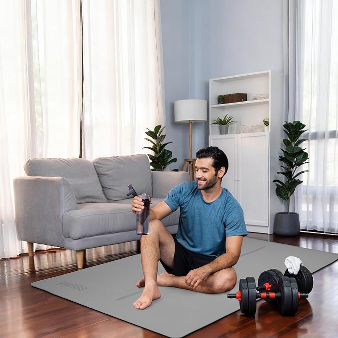 Gogokiwi Large Yoga Mat (6'x4') – 1/4" & 1/2" Thick Exercise Mats for Home Workout, Extra Wide Workout Mats for Home Gym, Yoga, Pilates, Stretching, Floor & More