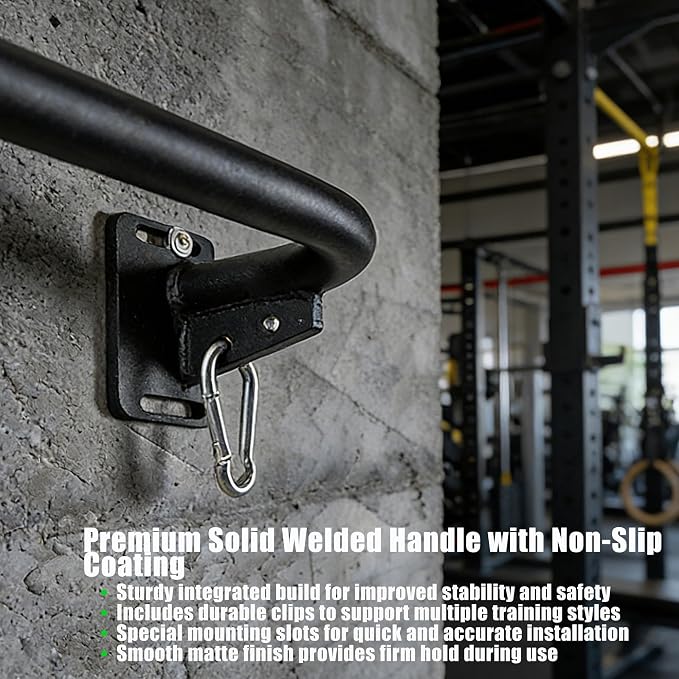 Wall Mounted Pull Up Bar, Carbon Steel Doorway Chin Up Bar for Home Gym | Reinforced plate supports fit joists and studs, creating a stable space-saving upper-body strength training station.