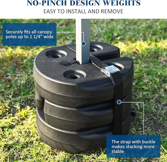 Tangkula Set of 4 Canopy Weights, 20lbs Weight Plate Kit with No-Pinch Design for Easy Installation and Removal, Water & Sand Filled Tent Weights for Legs, Ideal for Tents, Canopies, Umbrellas