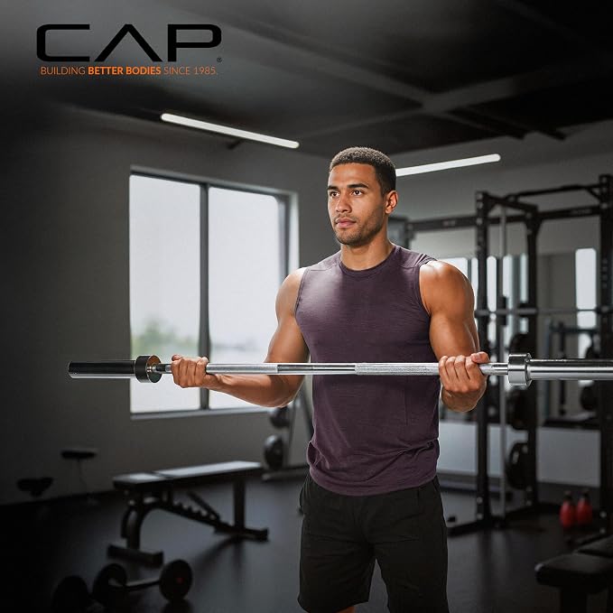 CAP Olympic Barbell - 5FT, 6FT, & 7FT Strength Training Weight Bars, Multiple Options